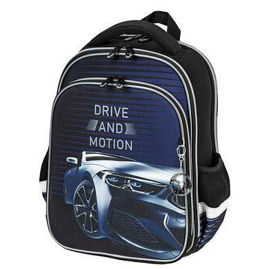 Ранец BRAUBERG QUADRO, 3 отделения, с брелоком, "Sport car", LED-ЛАМПОЧКИ, 37х28х18 см, 271359 (арт. 271359)