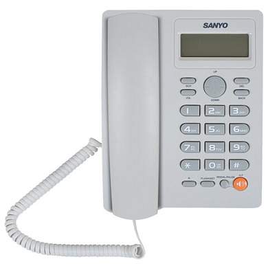 Телефон SANYO RA-S306W, спикерфон, память 50 номеров, тональный / импульсный режим, белый (арт. 263234)