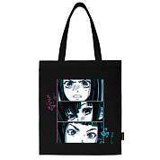 Сумка шоппер BRAUBERG PREMIUM, канвас, 40х35 см, на кнопке, карман, черный, "Anime face", 271903 (арт. 271903)