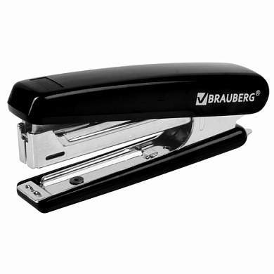 Степлер №10 BRAUBERG "Classic", до 12 листов, с антистеплером, черный, 222545 (арт. 222545)