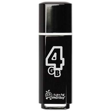 Флеш-диск 4 GB, SMARTBUY Glossy, USB 2.0, черный, SB4GBGS-K (арт. 512764)