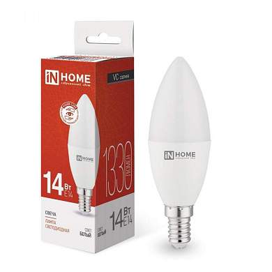 inHome лампа светодиодн. VC свеча C37 E14 14W(1330lm) 4000К 4K 112x38 (без пульсации) 7768 (арт. 873620)