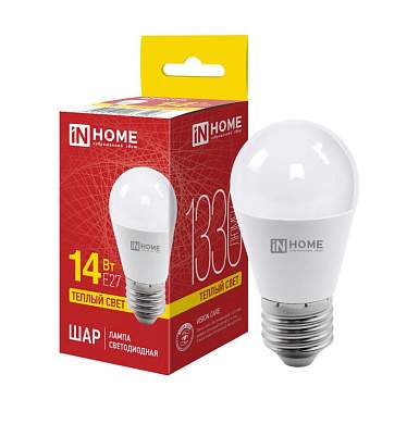 ASD/InHome лампа светодиодн. VC шар P45 E27 14W(1330lm) 3000K 2K 80x45 (без пульсации) 3126 (арт. 952134)