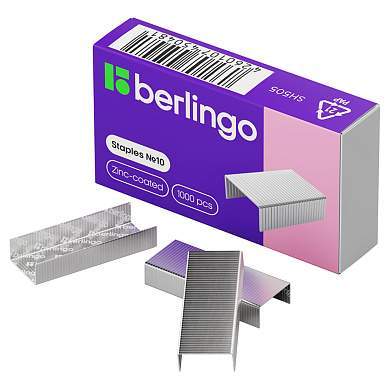 Скобы для степлера №10 Berlingo, оцинкованные, 1000шт. (арт. 103948)