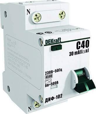 Schneider Electric DEKraft авт. выкл. диф. тока ДИФ-102 1P+N 10А/30мА элек. УЗО тип AC 4,5кА 16002 (арт. 507027)