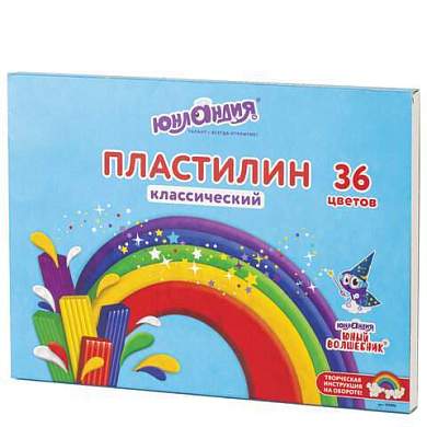Пластилин классический ЮНЛАНДИЯ "ЮНЫЙ ВОЛШЕБНИК", 36 цветов, 720 г, со стеком, ВЫСШЕЕ КАЧЕСТВО, 105904 (арт. 105904)