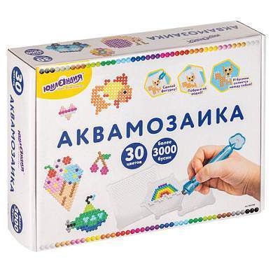 Аквамозаика, 30 цветов, 3000 бусин, в колорбоксе, ЮНЛАНДИЯ, 663780 (арт. 663780)