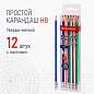 Набор карандашей чернографитных BRAUBERG "G-100" 12 шт., HB, с ластиком, корпус ассорти, 181716 (арт. 181716)