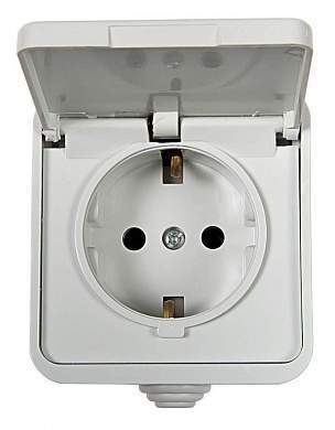 ASD/InHome AQUA роз. ОУ 1 мест. 16А бел. (земля, крышка, пласт. осн.,п/герм., IP44) 3112 (арт. 640368)