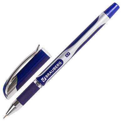 Ручка шариковая масляная с грипом BRAUBERG "Delta Plus", СИНЯЯ, печать, узел 0,7 мм, линия письма 0,35 мм, 142689 (арт. 142689)