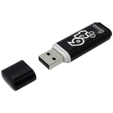 Память Smart Buy "Glossy" 64GB, USB 2.0 Flash Drive, черный (арт. 230858)