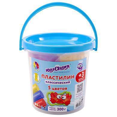 Пластилин в ведерке ЮНЛАНДИЯ "ПОДВОДНЫЙ МИР", 5 цветов, 300 г, 3 формочки, ВЫСШЕЕ КАЧЕСТВО, 105860 (арт. 105860)