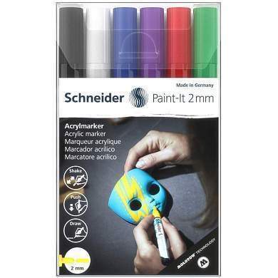 Набор маркеров акриловых Schneider "Paint-it 310", 2мм, ассорти, 6шт. (арт. 320062)