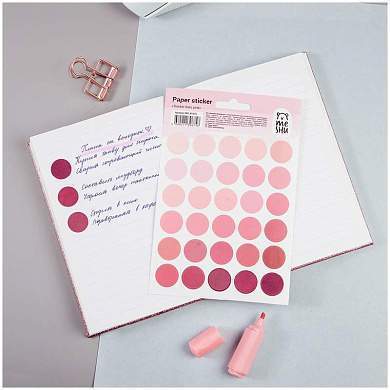 Наклейки бумажные MESHU "Trecker dots pink", 12*18см, 30 наклеек, европодвес (арт. 328507)