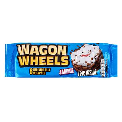 Печенье бисквитное глазированное WAGON WHEELS с суфле и джемом 220 г (арт. 624739)