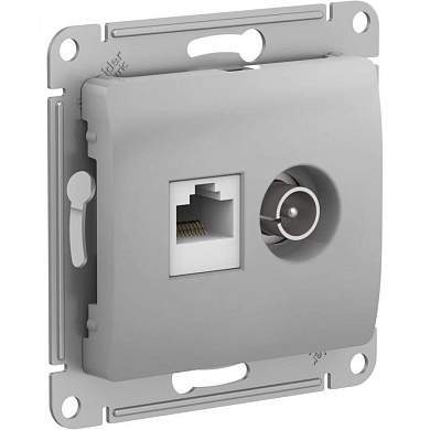 Schneider GLOSSA мех. роз. TV+компьют. СУ 1 мест. алюминий (RG6+RJ45, Cat.5, 0,7dB) GSL000389 (арт. 722021)