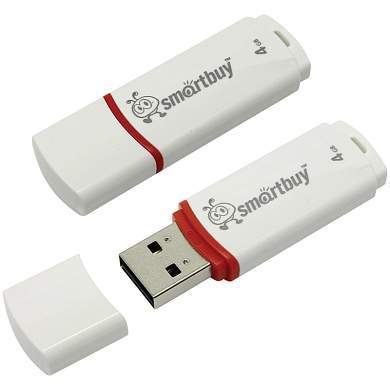 Память Smart Buy "Crown" 4GB, USB 2.0 Flash Drive, белый (арт. 227877)