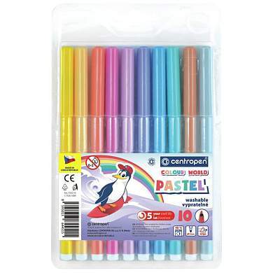 Фломастеры Centropen "Colour World. Pastel", 10цв., 2мм, смываемые, блистер (арт. 304728)