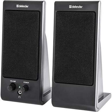 Колонки компьютерные DEFENDER SPK-165/170, 2.0, 2х2 W, пластик, черные, разъем для наушников, 65165 (арт. 510479)
