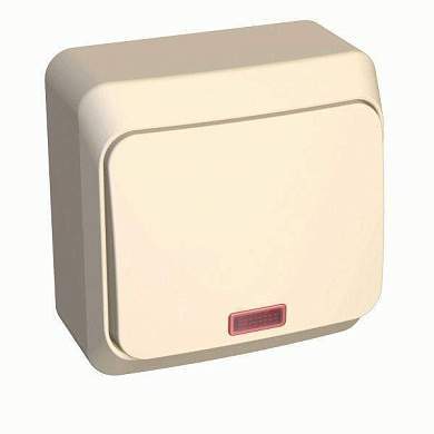 Schneider Этюд выкл. ОУ 1 кл. крем. (пласт. осн., инд.) BA10-005k (арт. 17530)