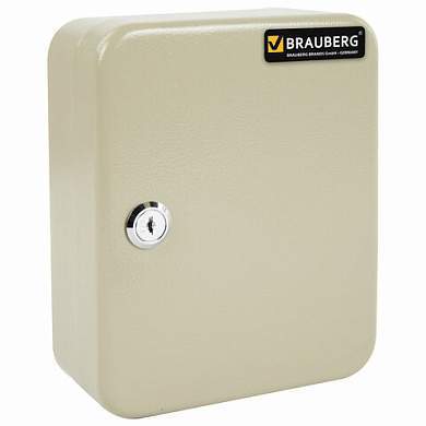 Шкафчик (Ключница) на 20 ключей BRAUBERG, 200х160х80 мм, с замком, +20 брелоков, серый, 290337 (арт. 290337)