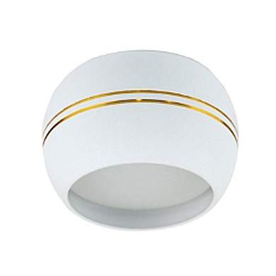 Ecola GX53SP 5395 светильник накл. СПОТ Сфера углублен. Белый матов. с золот.полос.90x52 SS535WECB (10!) (арт. 900457)