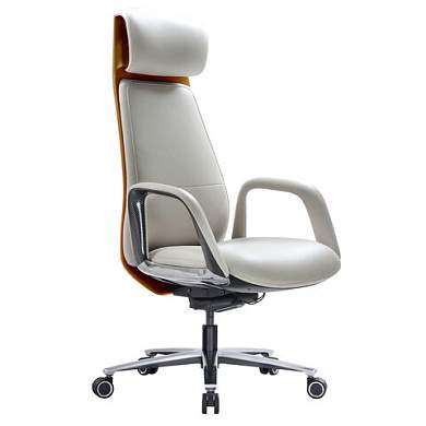 Кресло HAWASAN (ХАВАСАН) PREMIUM EX-820, синхромеханизм, слайдер, экокожа, белое/коричневое, 533237 (арт. 533237)