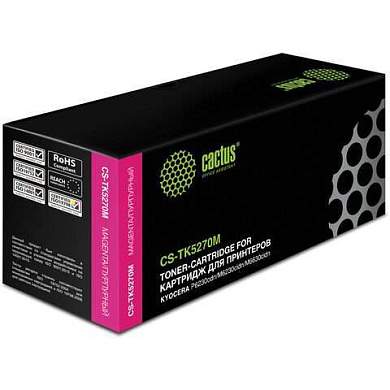 Картридж лазерный CACTUS (CS-TK5270M) для Kyocera P6230cdn/M6230cidn/M6630cidn, пурпурный, ресурс 6000 страниц (арт. 363705)