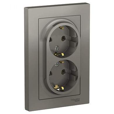 Schneider AtlasDesign роз. СУ 2 мест. сталь (пласт. осн., земля) ATN000924 (арт. 662720)