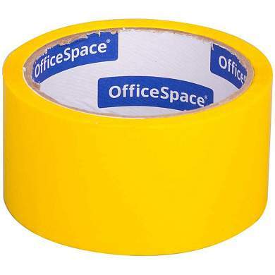 Клейкая лента упаковочная OfficeSpace, 48мм*40м, 45мкм, желтая, ШК (арт. 212003)