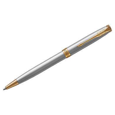 Ручка шариковая Parker "Sonnet Stainless Steel GT" черная, 1,0мм, поворот., подарочная упаковка (арт. 240061)