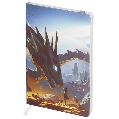Записная книжка А6 80л. ЛАЙТ, кожзам, Greenwich Line "Touch the dragon", с резинкой, тиснение фольгой, блок в клетку (арт. 370580)