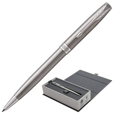 Ручка шариковая PARKER "Sonnet Core Stainless Steel CT", корпус серебристый, палладиевые детали, черная, 1931512 (арт. 142367)