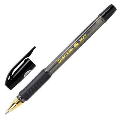Ручка шариковая BRAUBERG BP-GT GLD BLACK, ЧЕРНАЯ, корпус тонированный, пишущий узел 0,7 мм, линия письма 0,35 мм, 144507 (арт. 144507)