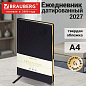 Ежедневник датированный 2027, БОЛЬШОЙ ФОРМАТ,210х297 мм, А4, BRAUBERG "Comodo", под кожу, черный, 118093 (арт. 118093)