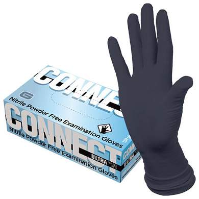 Перчатки нитриловые смотровые CONNECT ULTRA BLACK, 50 пар (100 шт.), размер M (средний), черные, CON-UB-INT-02 (арт. 631745)