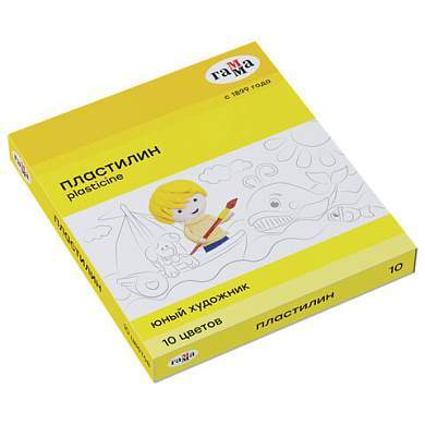 Пластилин классический ГАММА "Юный художник NEW", 10 цветов, 140 г, со стеком, картонная упаковка, 280044 (арт. 105871)