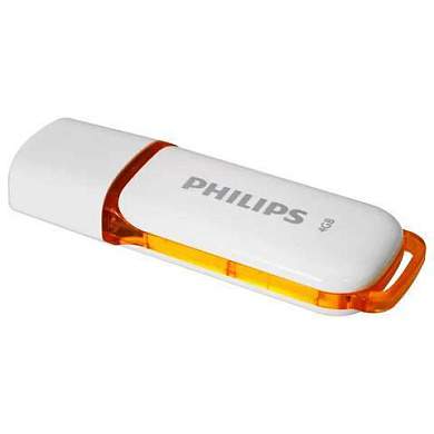 Флеш-диск 4 GB PHILIPS SNOW, разъем USB 2.0, оранжевый, FM04FD70B/97 (арт. 514076)