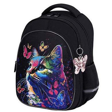 Рюкзак BRAUBERG OPTIMA, 2 отделения, с брелоком, "Butterfly catcher", СВЕТЯЩИЙСЯ, 36х27х18 см, 272097 (арт. 272097)