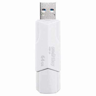 Флеш-диск 64 GB SMARTBUY Clue, USB 2.0, белый, SB64GBCLU-W (арт. 513789)