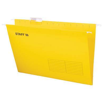Подвесные папки A4/Foolscap (404х240 мм) до 80 л., КОМПЛЕКТ 10 шт., желтые, картон, STAFF, 270935 (арт. 270935)
