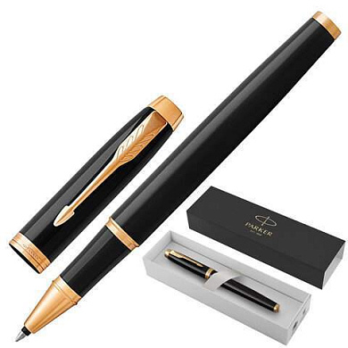 Ручка-роллер PARKER "IM Core Black Lacquer GT", черный глянцевый лак, позолота, черная, 1931659 (арт. 142532)