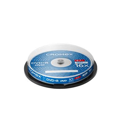 Диск DVD+R CROMEX (КРОМЕКС), 4,7 Gb, 16x, Cake Box (упаковка на шпиле), КОМПЛЕКТ 10 шт., 514307 (арт. 514307)