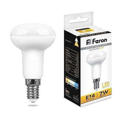Feron R50 E14 7W(540lm 270°) 2700K 2K прозрачная 86x50, LB-450 25513 (арт. 620037)