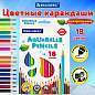 Карандаши цветные акварельные BRAUBERG PREMIUM AQUARELLE, 18 цветов, трехгранные, утолщенный грифель 4 мм, натуральное дерево, 181672 (арт. 181672)