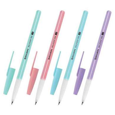 Ручка шариковая BRAUBERG "Офисная" PASTEL COLOR, СИНЯЯ, корпус ассорти, пишущий узел 1 мм, линия письма 0,5 мм, 144199 (арт. 144199)