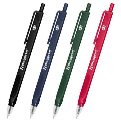 Ручка шариковая автоматическая BRAUBERG "TRIOS PRO COLOR", СИНЯЯ, трехгранный корпус, пишущий узел 0,5 мм, линия письма 0,35 мм, 144464 (арт. 144464)