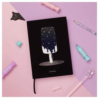 Ежедневник недатированный, А5, 136л., кожзам, MESHU "Magic. Ice cream", тон. блок, аппликация с анимированным изображением, закладка-ляссе (арт. 358434)