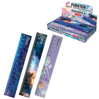 Линейка пластиковая 15 см, FUNSTER (ФАНСТЕР), "КОСМОС", ассорти, дисплей, 210917 (арт. 210917)