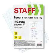 Бумага писчая в клетку А4, 65 г/м2, 100 листов, белизна 92% (ISO), STAFF, 115343 (арт. 115343)